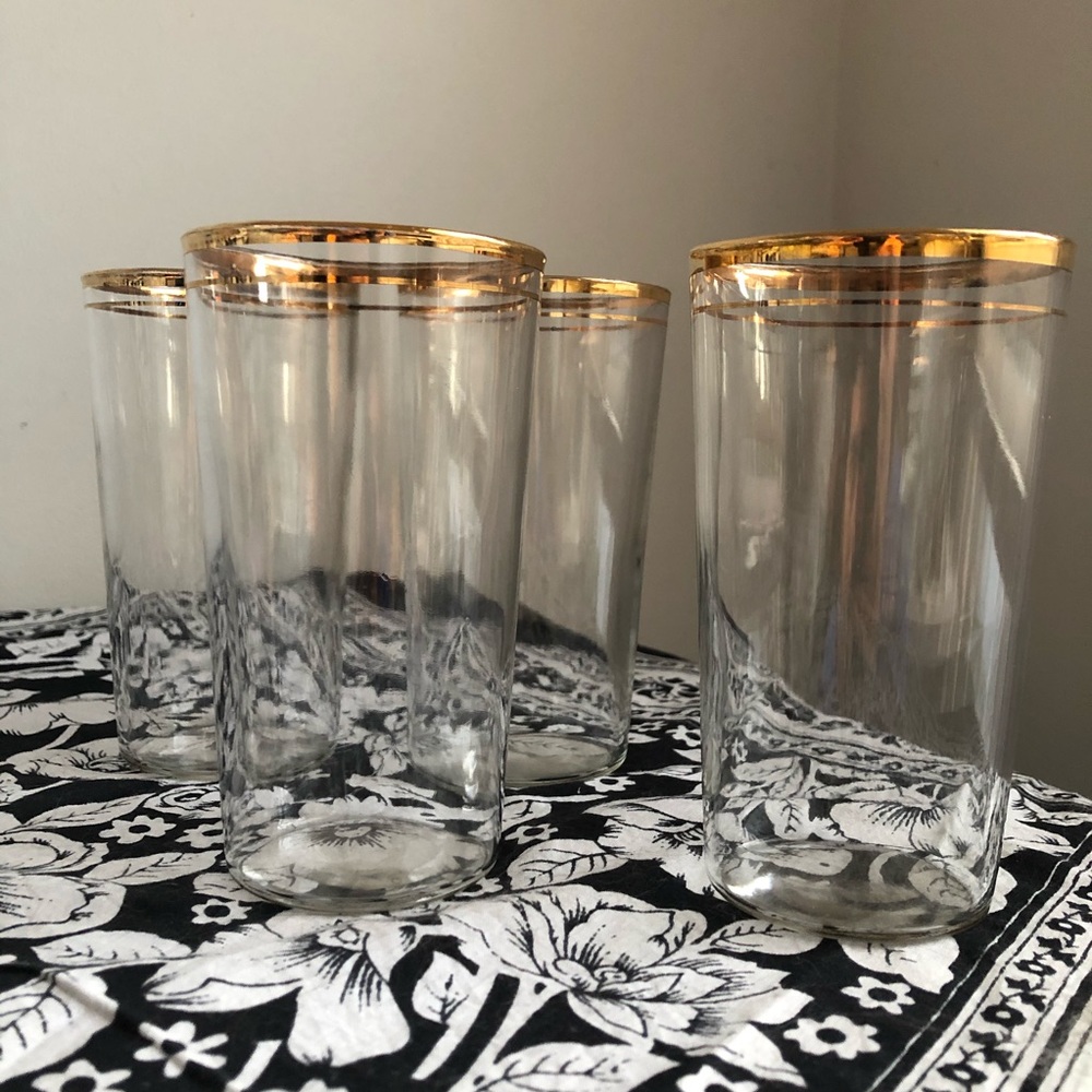 Vintage gold rim drinking glasses